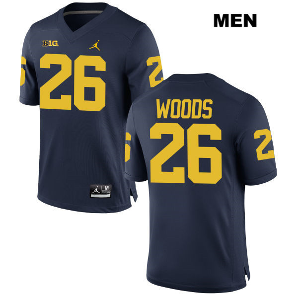 Men's NCAA Michigan Wolverines J'Marick Woods #26 Navy Jordan Brand Authentic Stitched Football College Jersey IF25T02NC